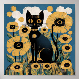 グスタフ・クリムト 黒猫の花園、猫アート ポスター