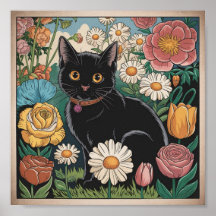 グスタフ・クリムト 黒猫の花園、猫アート