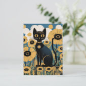 グスタフ・クリムト 黒猫の花園, 猫アート ポストカード (スタンド正面)