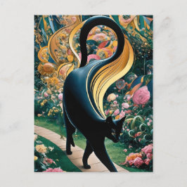 グスタフ・クリムト 黒猫の花園、猫アート ポストカード