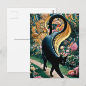 グスタフ・クリムト 黒猫の花園、猫アート ポストカード (正面/裏面)