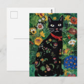 グスタフ・クリムト 黒猫の花園、猫アート ポストカード (正面/裏面)