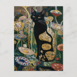 グスタフ・クリムト 黒猫の花園、猫アート ポストカード
