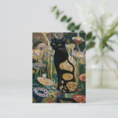 グスタフ・クリムト 黒猫の花園、猫アート ポストカード (スタンド正面)