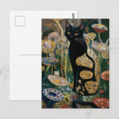 グスタフ・クリムト 黒猫の花園、猫アート ポストカード (正面/裏面)