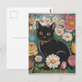グスタフ・クリムト 黒猫の花園、猫アート ポストカード (正面/裏面)