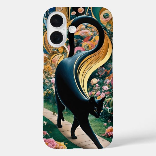 グスタフ・クリムト 黒猫の花園、猫アート Case-Mate iPhoneケース (裏面)