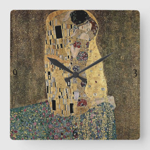 グスタフKlimtのキス(1908年頃) スクエア壁時計