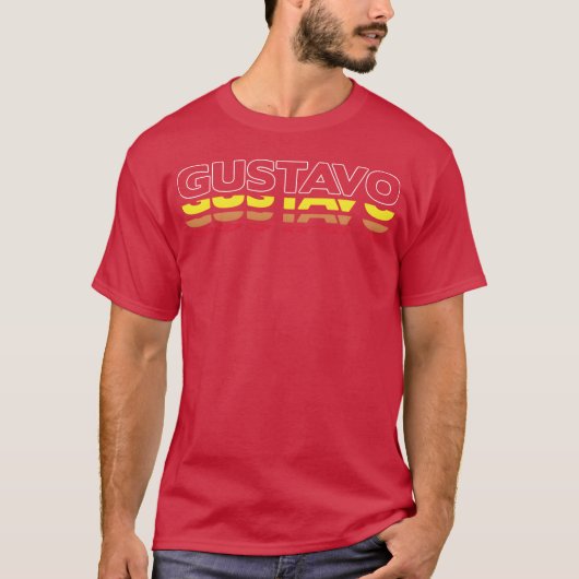 グスタボ 名前 おもしろ レトロ 夕焼け グスタボ Tシャツ (正面)
