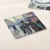 グスタヴカイレボッテ – パリ通り; Rainy Day スクエアペーパーコースター (アングル)