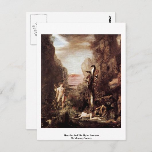 グスターブのモローによるヘラクレスとヒドラのラーナイ ポストカード (正面/裏面)