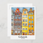 グダンスクポーランド旅行水の色の手描き ポストカード (正面/裏面)