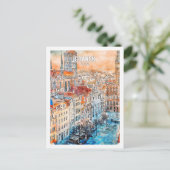 グダンスクポーランド有名な旅行水の色のスケッチ ポストカード (スタンド正面)