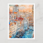 グダンスクポーランド有名な旅行水の色のスケッチ ポストカード (正面)