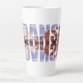 グダンスク文字と旧市街の景色と反射 カフェラテマグ (正面)