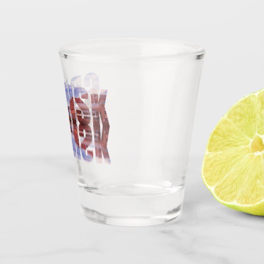 グダンスク文字と旧市街の景色と反射 ショットグラス (右)