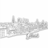 グダンスク、ポーランド旅行イラストレーション シール (正面)