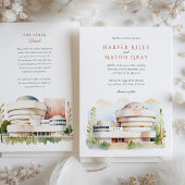 グッゲンハイムミュージアムNYCウォーターカラー結婚ズ 招待状