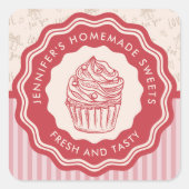 グッズパーソナライズされた焼いた自家製ベーカリー スクエアシール (正面)