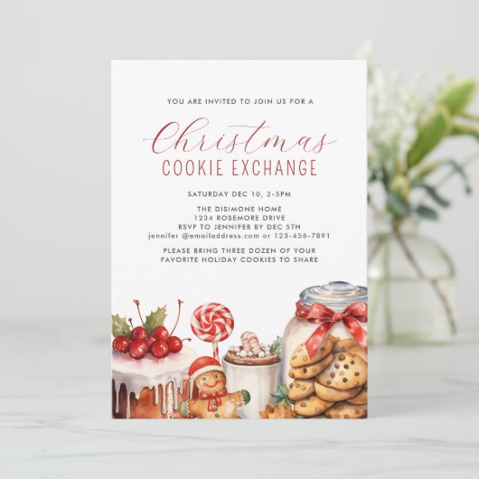 グッズ焼いたクリスマスCookie交換パーティー 招待状 (スタンド正面)