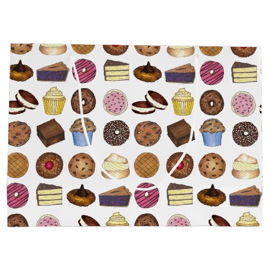 グッズ焼いたドーナツパイカップケーキブラウニーグルメ ラージペーパーバッグ (裏面)