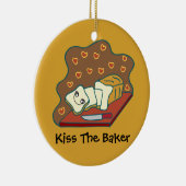 グッズ焼いたパンベーカリーかわいいかわいいパンの愛 セラミックオーナメント (右)