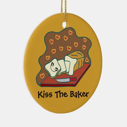 グッズ焼いたパンベーカリーかわいいかわいいパンの愛 セラミックオーナメント (右)