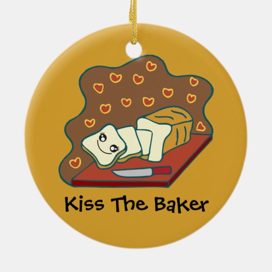 グッズ焼いたパンベーカリーかわいいかわいいパンの愛 セラミックオーナメント (裏面)