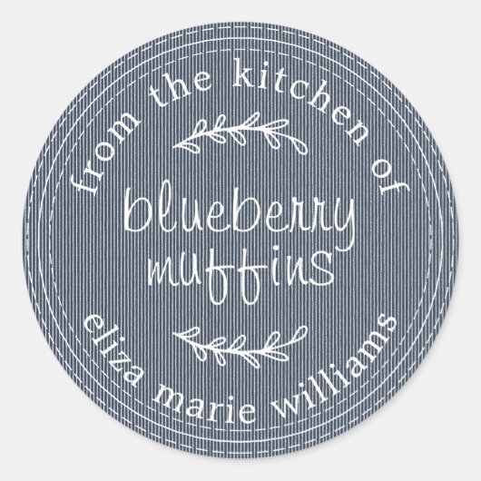 グッズ素朴モダンブルーベリーマフィンブルー ラウンドシール (正面)