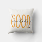 グッドおもしろいウィッチモダンハロウィーンオレンジブラック クッション (裏面)