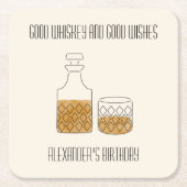 グッドウイスキーの誕生日パーティー スクエアペーパーコースター (正面)