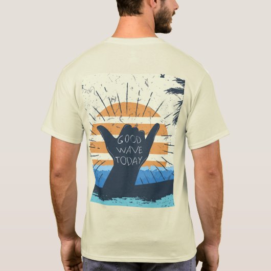 グッドウェーブトゥデイクールサーファーデザイン Tシャツ (裏面)