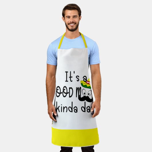 グッドカスタムデイ引用文パーソナライズされたフィエスタメン エプロン (着用した状態)