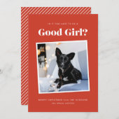 グッドガールおもしろい犬クリスマスフォトカード シーズンカード (正面/裏面)