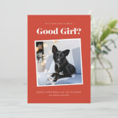 グッドガールおもしろい犬クリスマスフォトカード シーズンカード (スタンド正面)