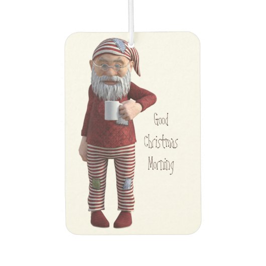 グッドクリスマスモーニングパジャマ格言 カーエアーフレッシュナー (正面)