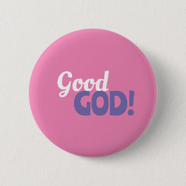 グッドゴッドピンクボタン 缶バッジ