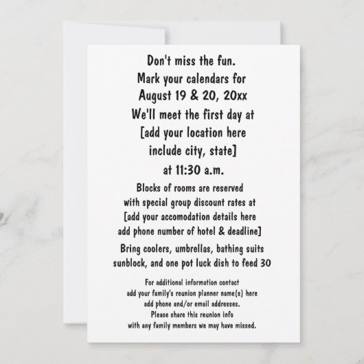 グッドタイおもしろいムズファミリー懇親会 招待状 (裏面)