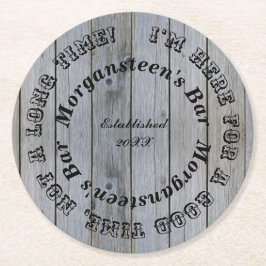 グッドタイムウッドルックバーまたはマンケーブネーム ラウンドペーパーコースター