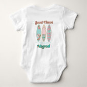 グッドタイムズアヘッドサーフボードファミリービーチバケーション ベビーボディスーツ (裏面)