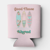 グッドタイムズアヘッドサーフボードファミリービーチバケーション 缶クーラー (裏面)