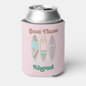 グッドタイムズアヘッドサーフボードファミリービーチバケーション 缶クーラー (缶裏面)