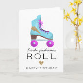 グッドタイムズキュートロ転がーラスケート誕生日 カード (黄色い花)