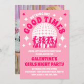 グッドタイムズグルーヴィーピンクガレンティーズガールズパーティー 招待状 (正面/裏面)
