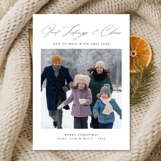 グッドチディングと応援おもしろいファミリークリスマス シーズンカード