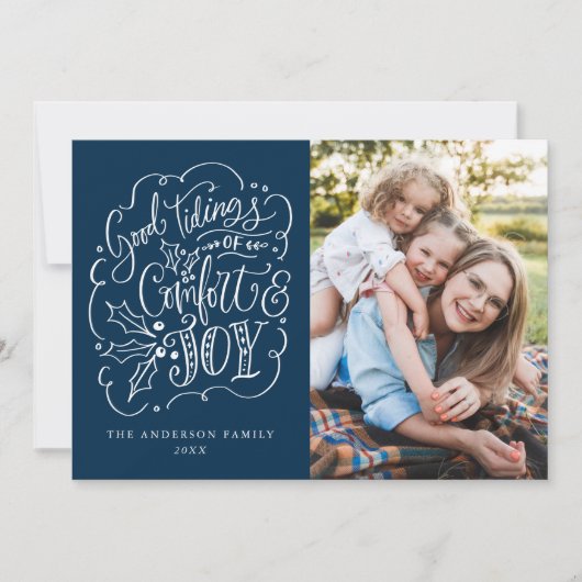 グッドチディングオブ心地よい&ジョイタイポグラフィネイビー シーズンカード (正面)