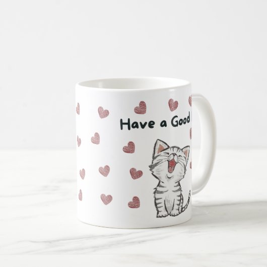 グッドデイのマグカップかわいい猫のコフィーを飲む コーヒーマグカップ (正面右)