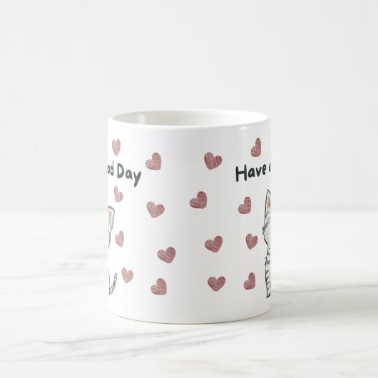 グッドデイのマグカップかわいい猫のコフィーを飲む コーヒーマグカップ (中央)