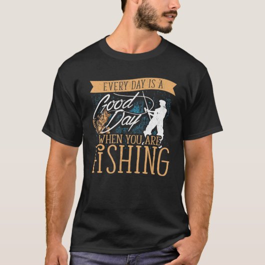 グッドデイ時魚釣り漁師レトロヴィンタグ Tシャツ (正面)