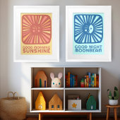 グッドナイトムーンビームキュートムーン子供部屋ルームアート ポスター